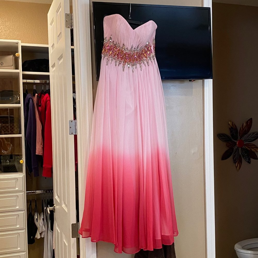 Pink Ombre Chiffon Dress
